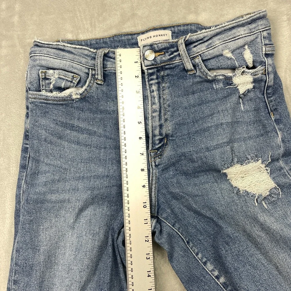 Flying Monkey Jeans Mens‎ 31 (31x33) Blue Denim Distressed Straight Leg Outdoor